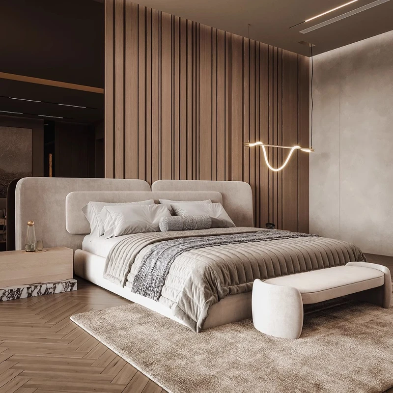 Luxury Skincare Europe - Двуспальная кровать в стиле Mid-century Luxury